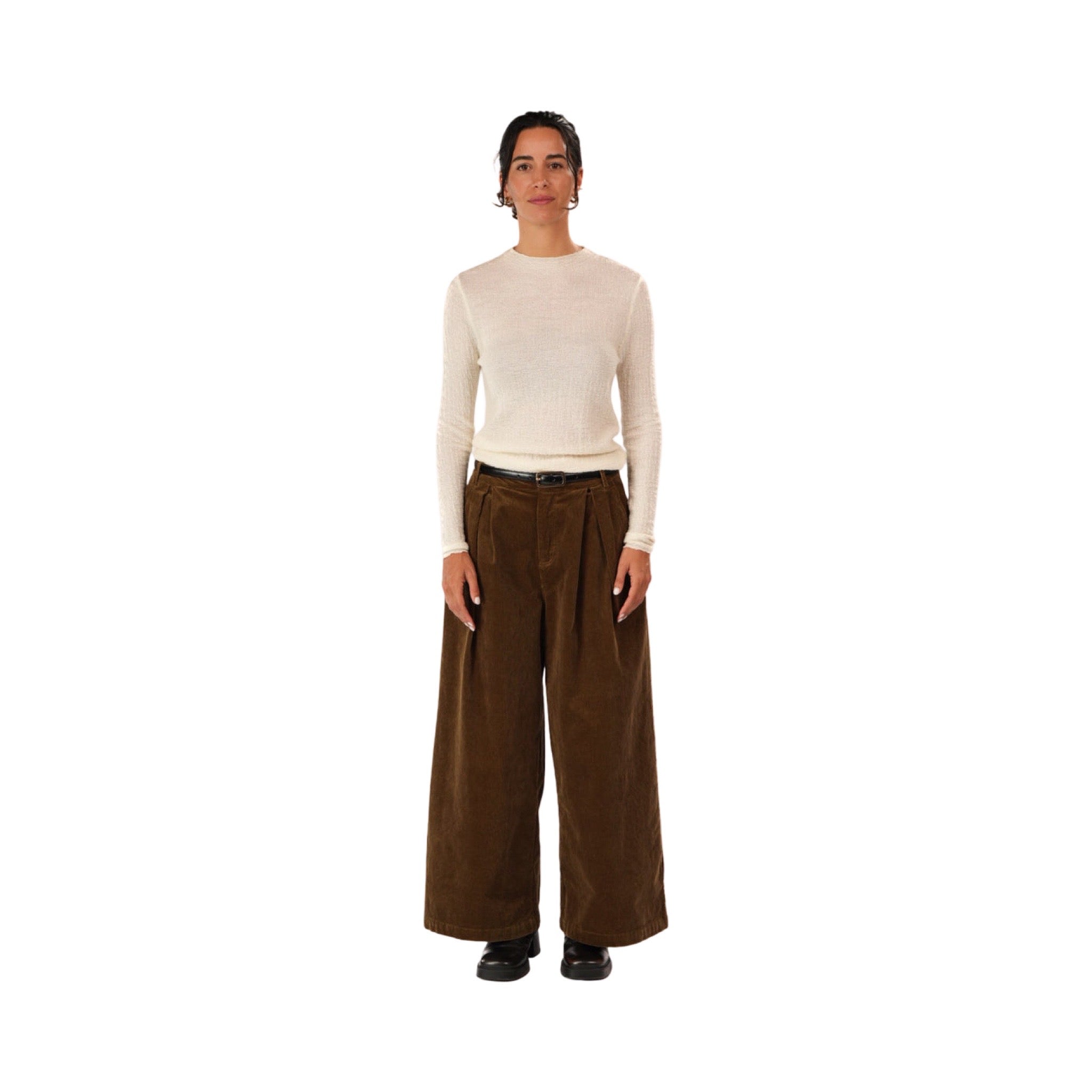 Montaigne Cotton Corduroy Front Pleated Wide Leg Pants