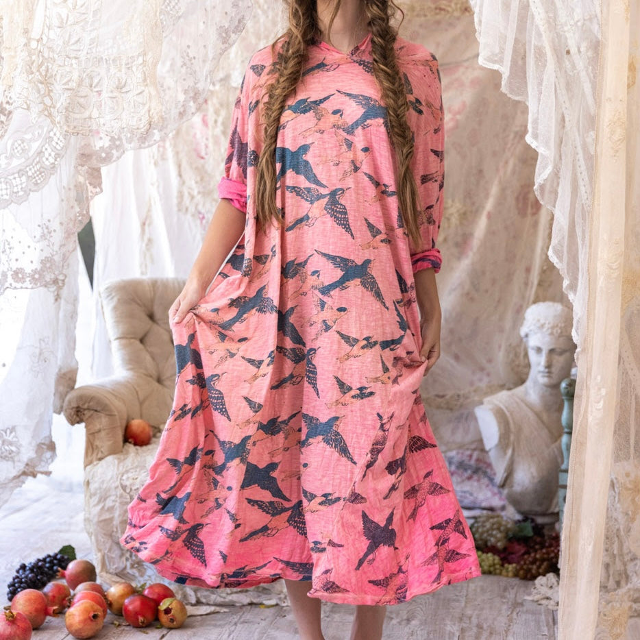 Magnolia Pearl Viggo Bird Print Hoodie Tee Dress