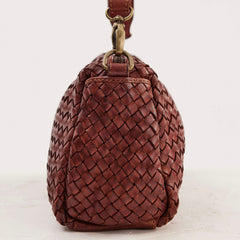 Juju & Co Basque Midi Amber Woven Leather Bag