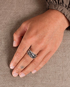Torsade Oxidised Sterling Silver Ring