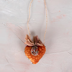 Antomoon Silk Velvet Hand Embroidered Heart Necklace