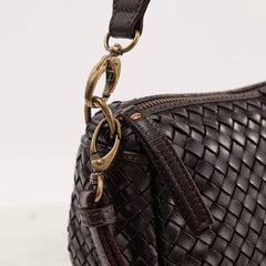 Juju & Co Basque Midi Chocolate Woven Leather Bag