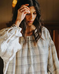Montaigne Dante Linen Check Top