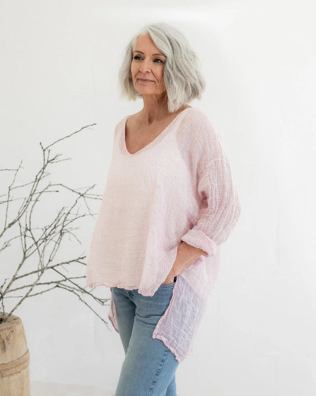 Meg By Design Collie Linen Gauze V-Neck Top