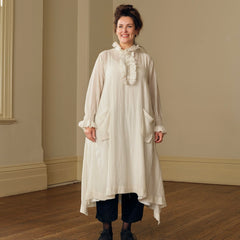 Meg By Design Odile Silk Cotton Frill Neck Tunic