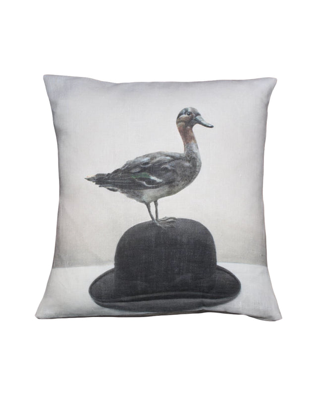 Anita Mertzlin Duck On A Hat Linen Cushion