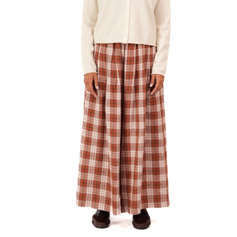 Montaigne French Linen Culottes in Clay Check