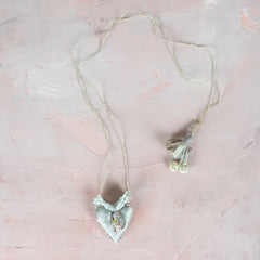 Antomoon Silk Velvet Hand Embroidered Heart Necklace