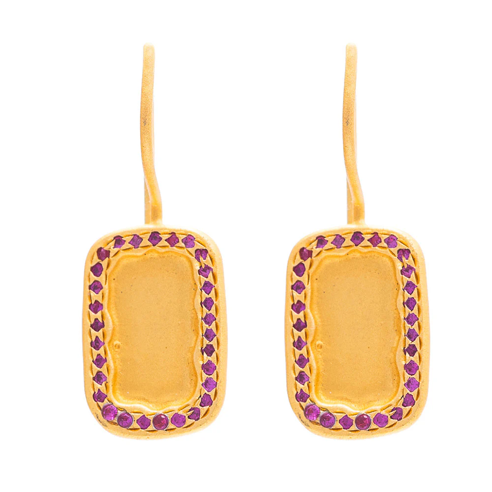 Rubyteva Gold Plate Bahia Earrings set with Ruby Zircon