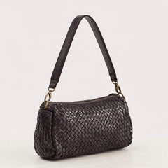 Juju & Co Basque Midi Chocolate Woven Leather Bag