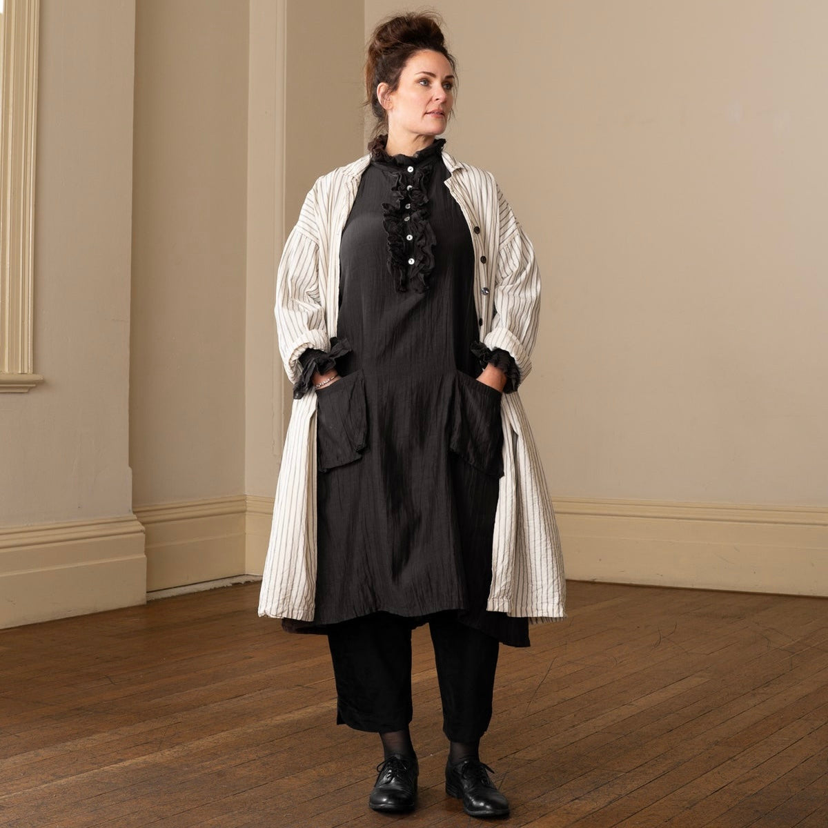 Meg By Design Odile Silk Cotton Frill Neck Tunic