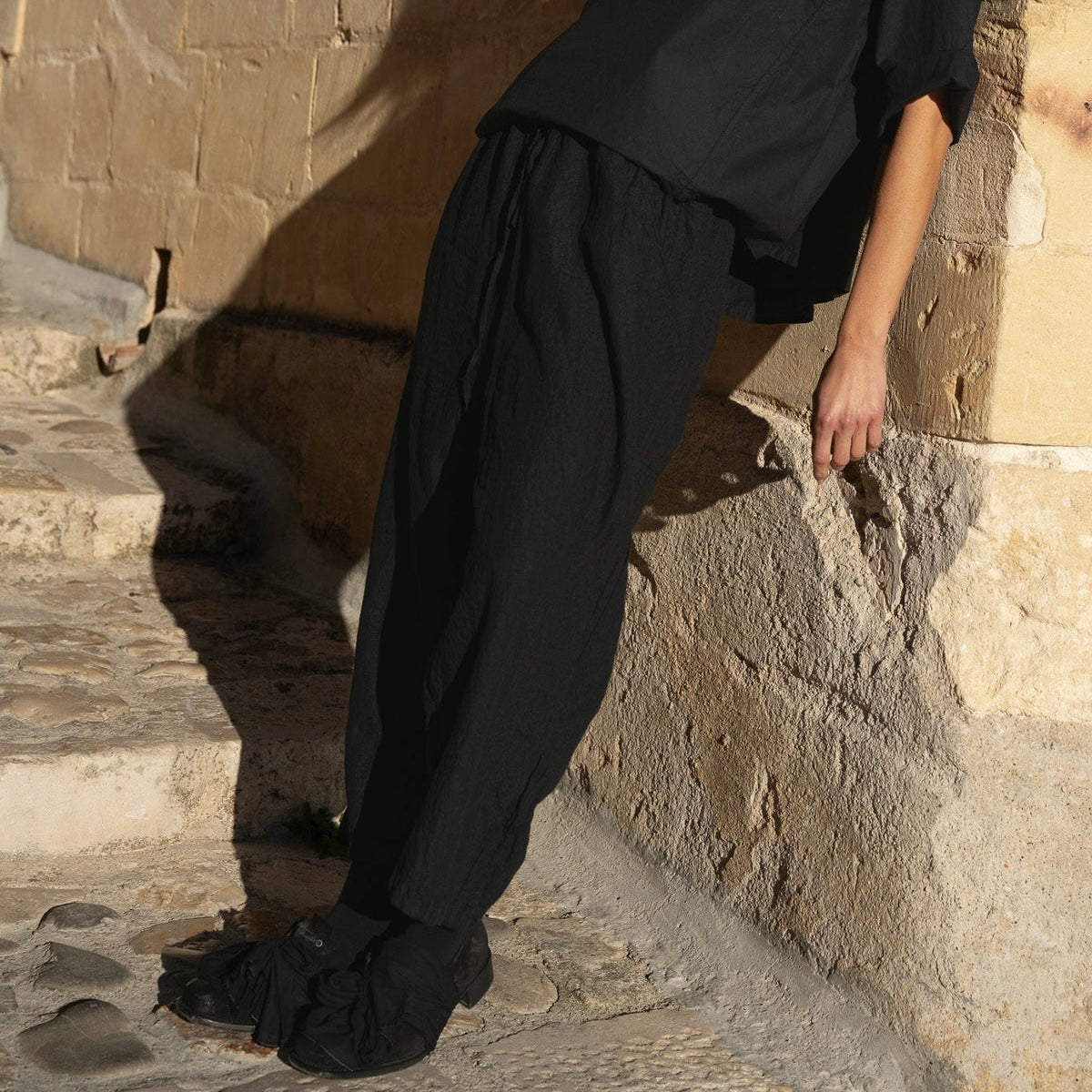 Meg By Design Darcy Black Cotton Pants Manteau Noir