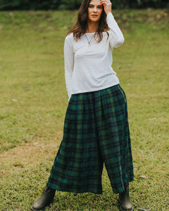 Montaigne Ralph Green Linen Check Culottes