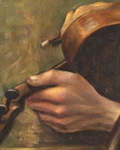 Antique Italian Oil Painting of a Violinist
