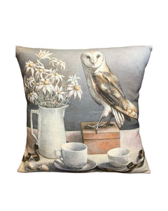 Anita Mertzlin Limited Edition Owl Linen Print Cushion 55cmx55cm