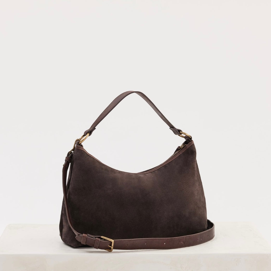 Juju & Co Chocolate Suede Slouchy Bag
