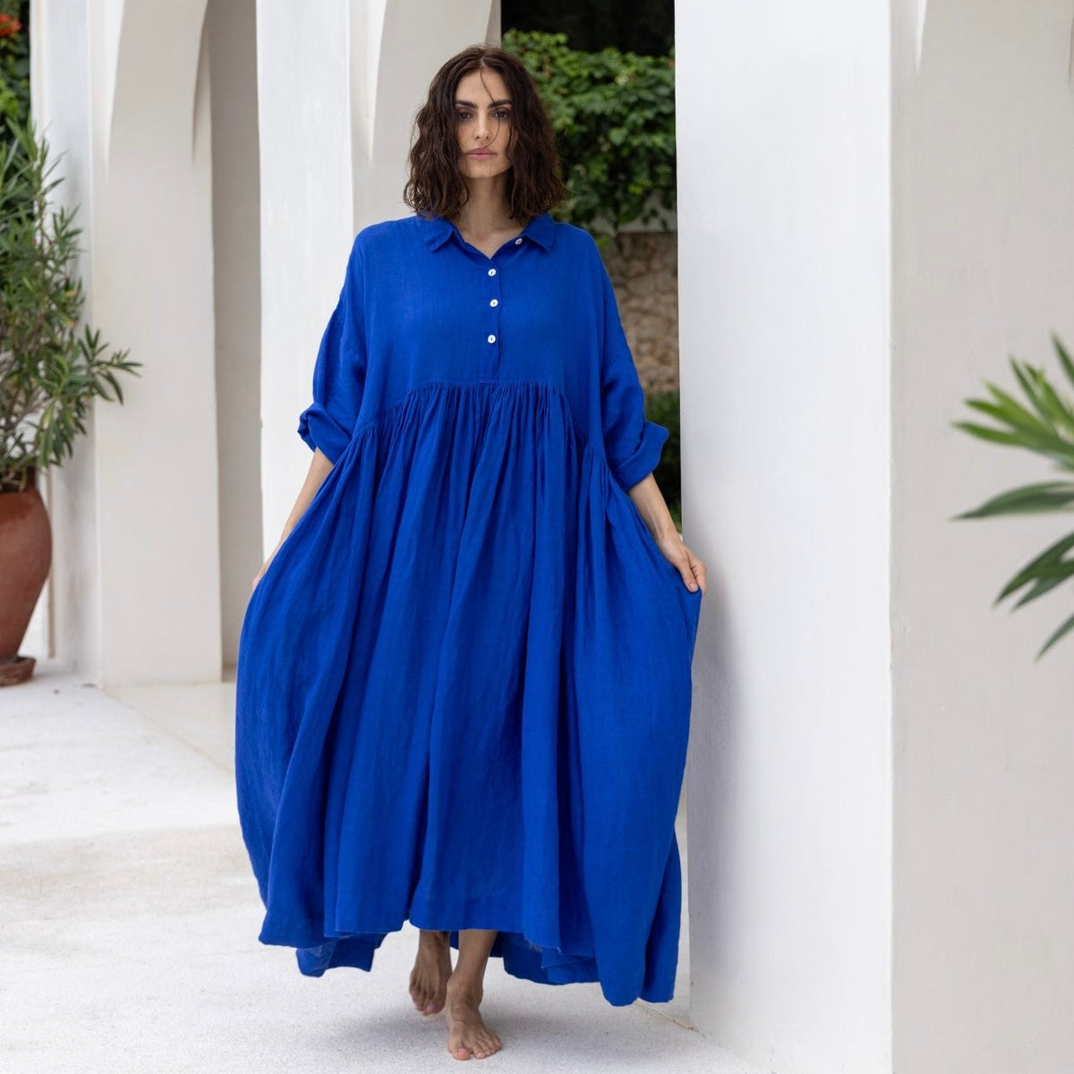 Meg by Design Edith Long Linen Dress