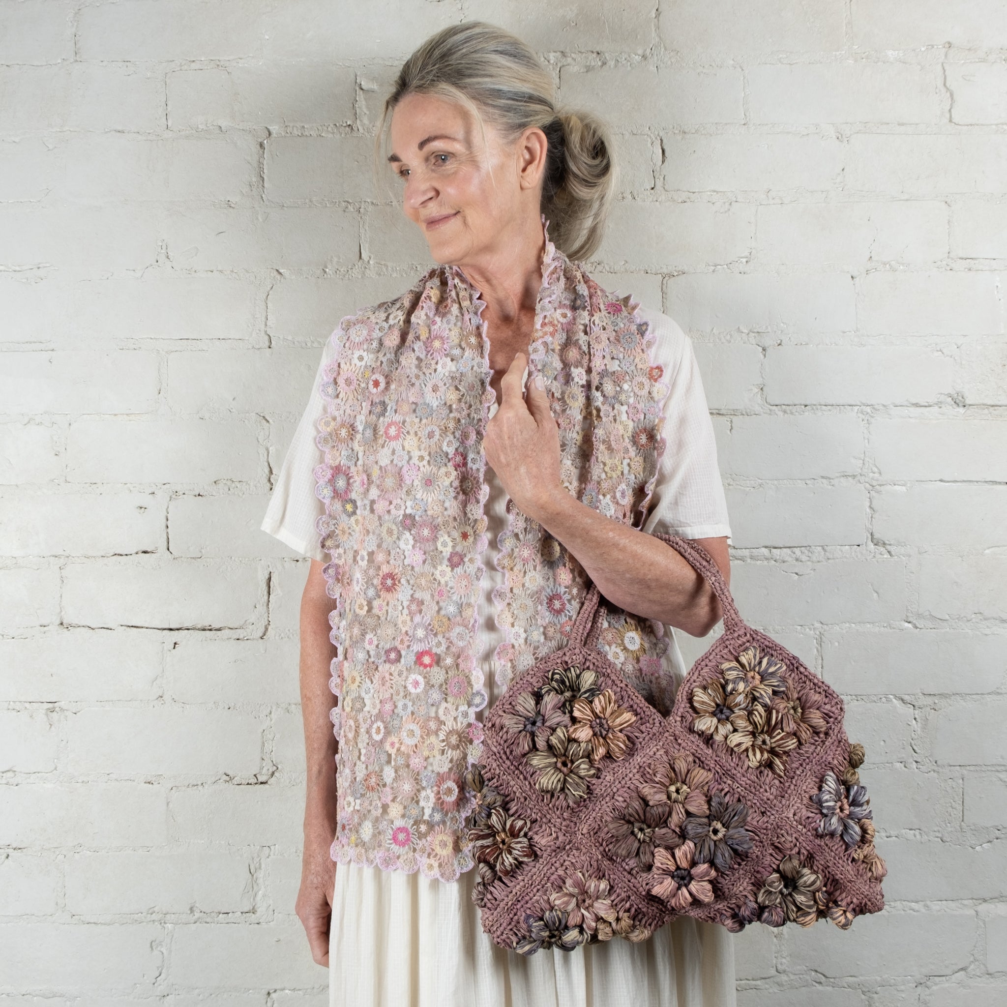 Sophie Digard Hand Crochet Floral Bag With 30cm Handles