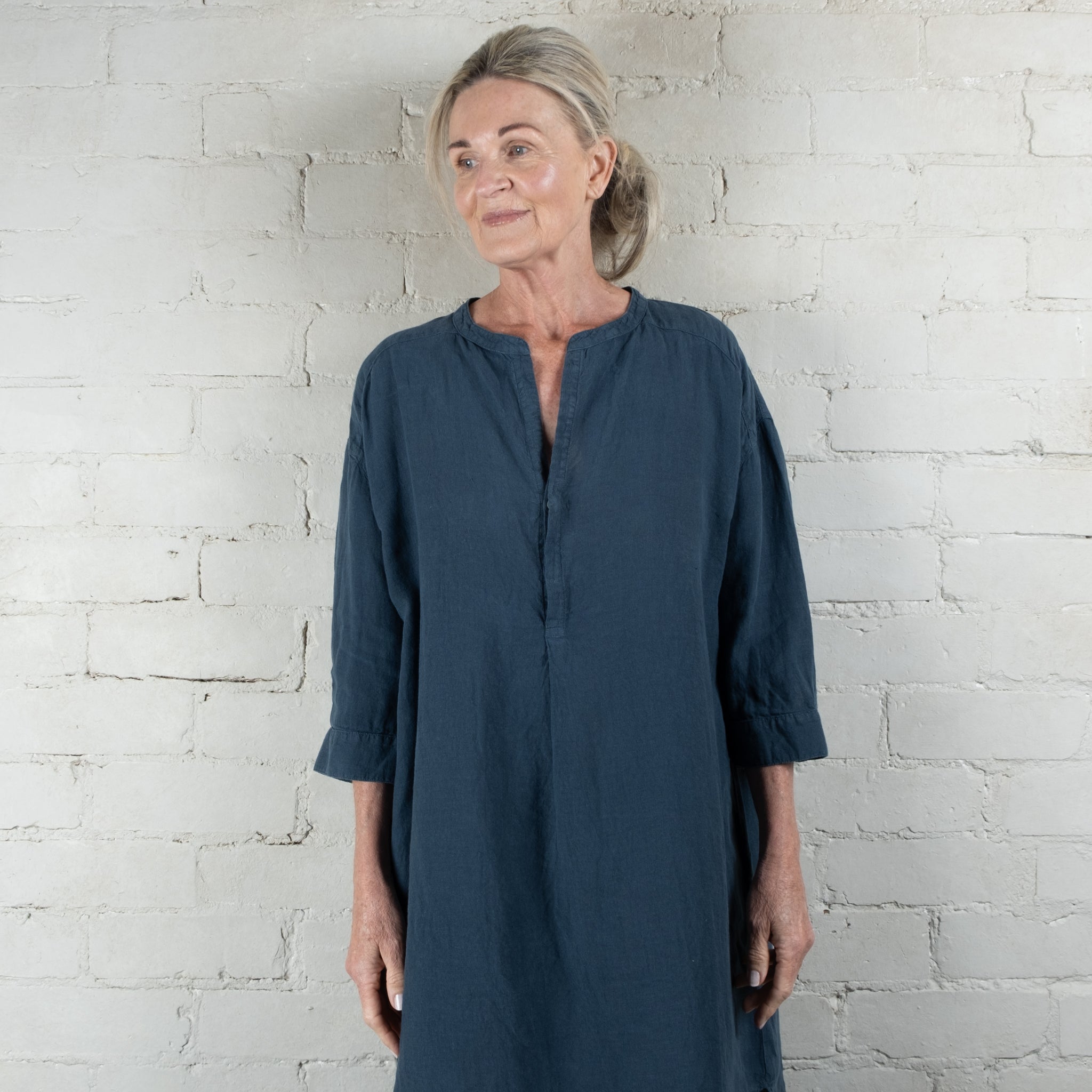 Oversized Duck Blue French Linen Shirt