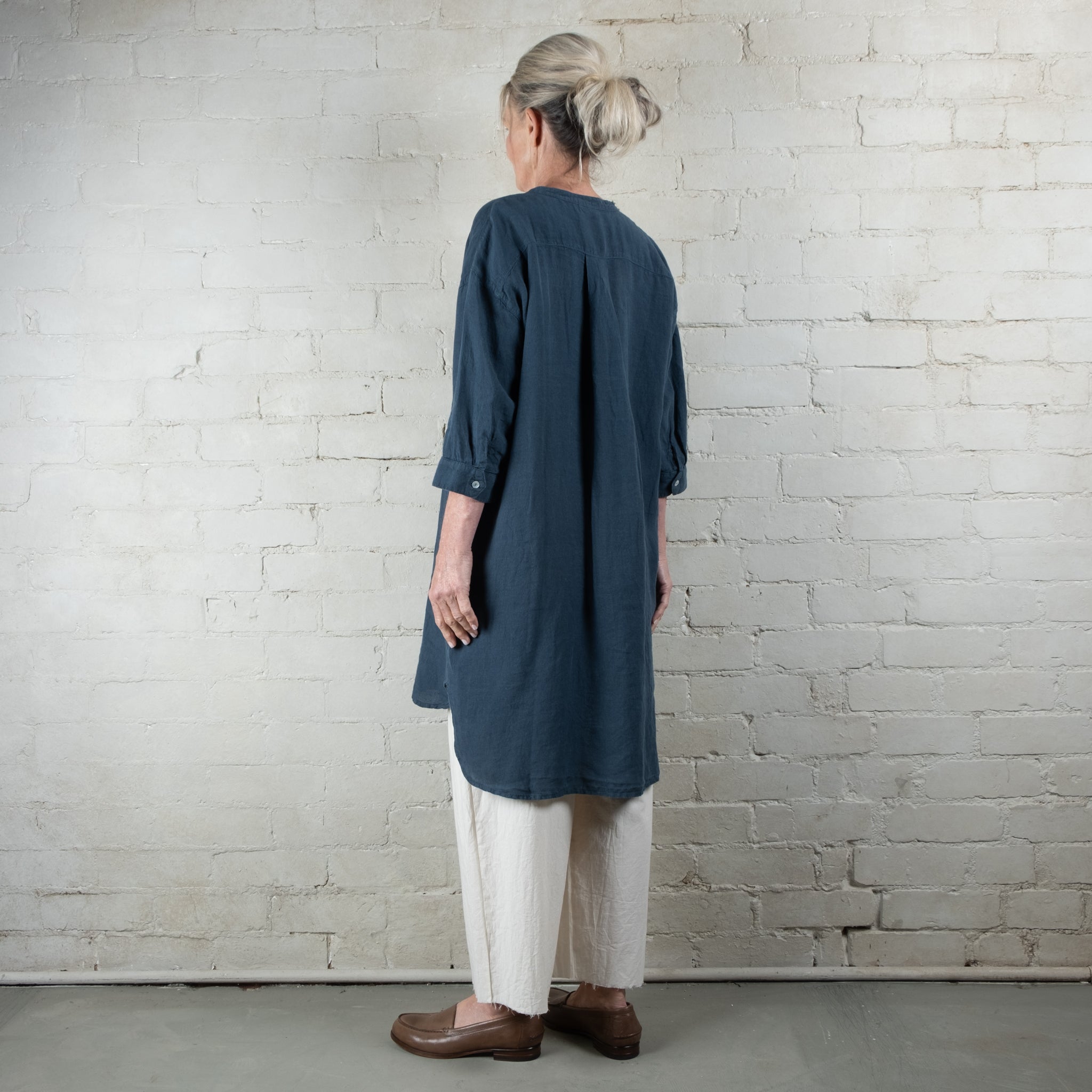 Oversized Duck Blue French Linen Shirt