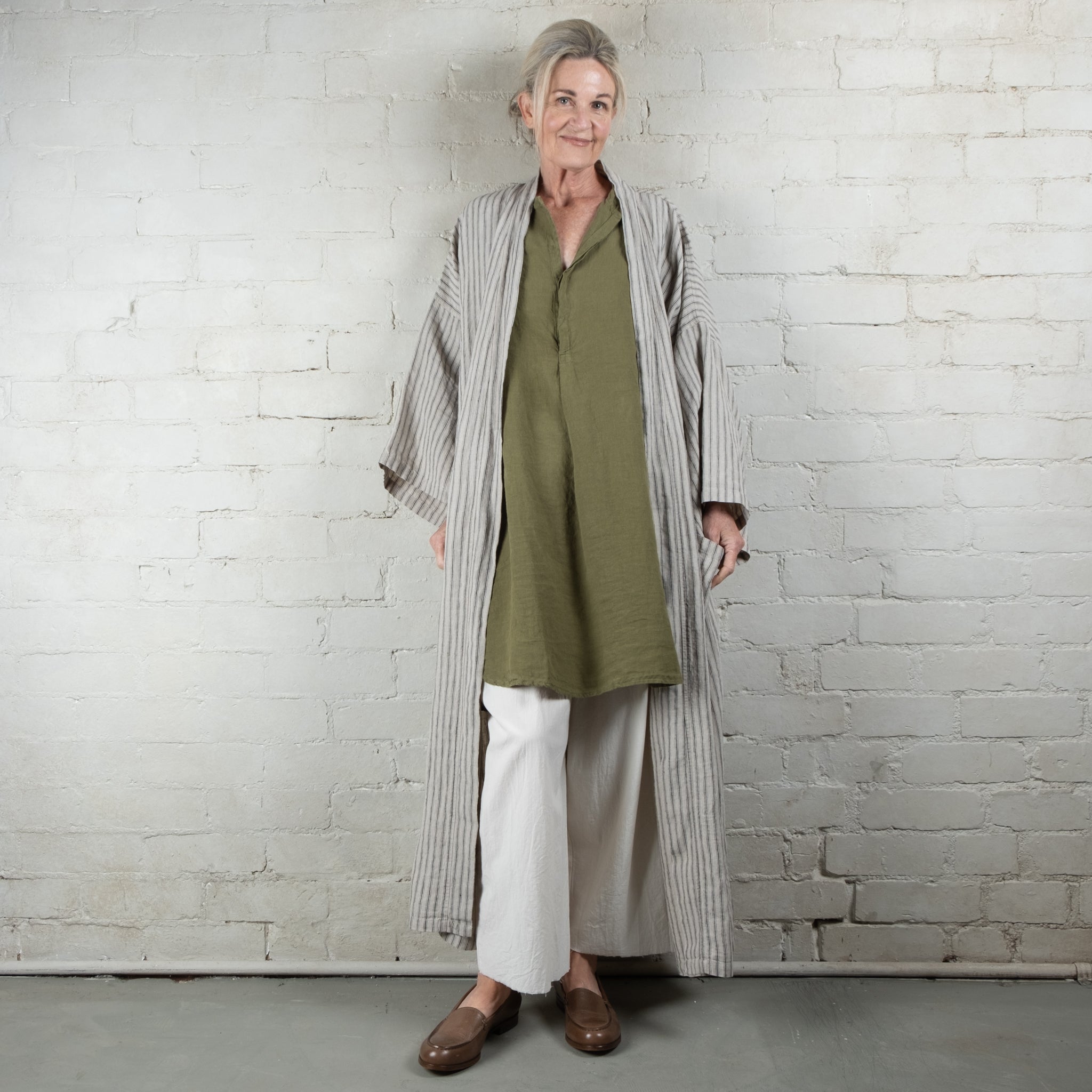 Oversized Moss Green French Linen Shirt