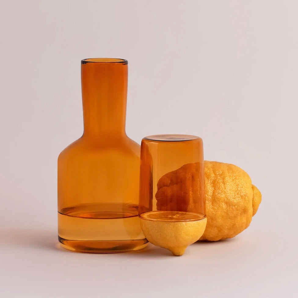 J'AI SOIF GLASS CARAFE & TUMBLER SET - AMBER