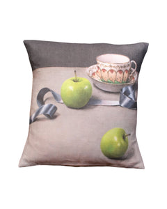 Anita Mertzlin Limited Edition Apples And Ribbons Linen Cushion