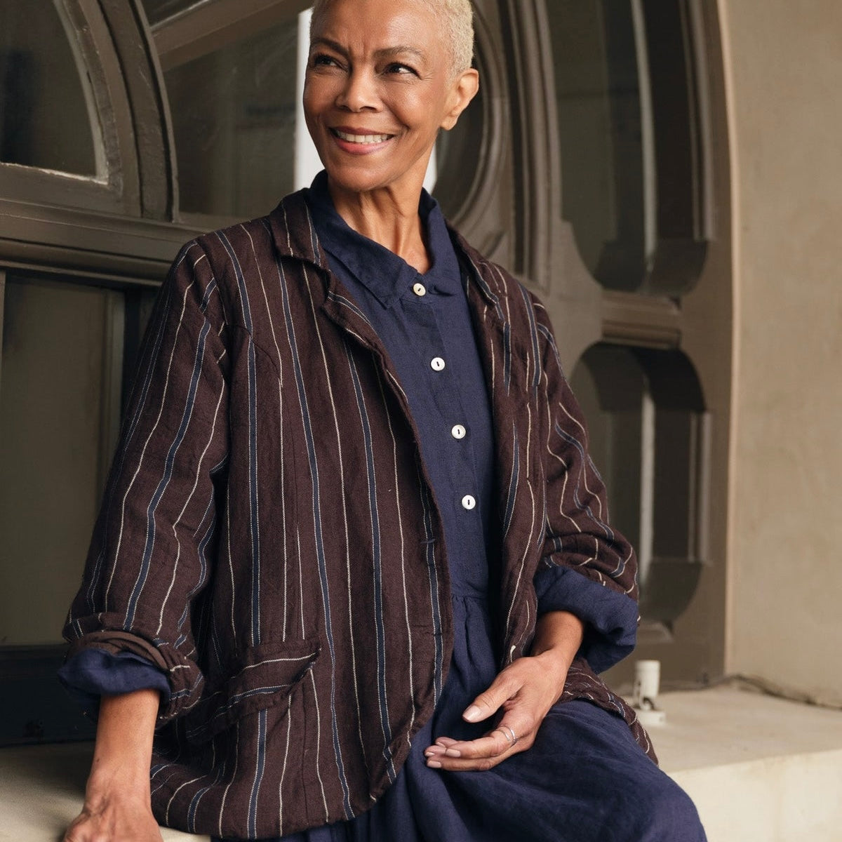 Meg By Design Baridi Striped Linen Jacket