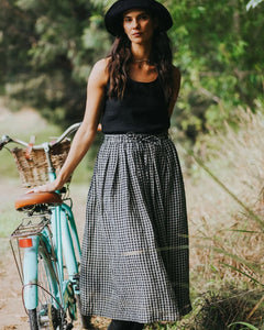 Montaigne Amélie Black and White Linen Gingham Check Skirt
