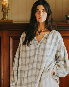Montaigne Dante Linen Check Top