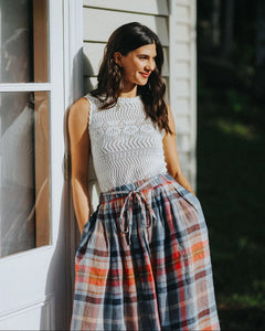 Montaigne Amélie Multi-Check Linen Skirt