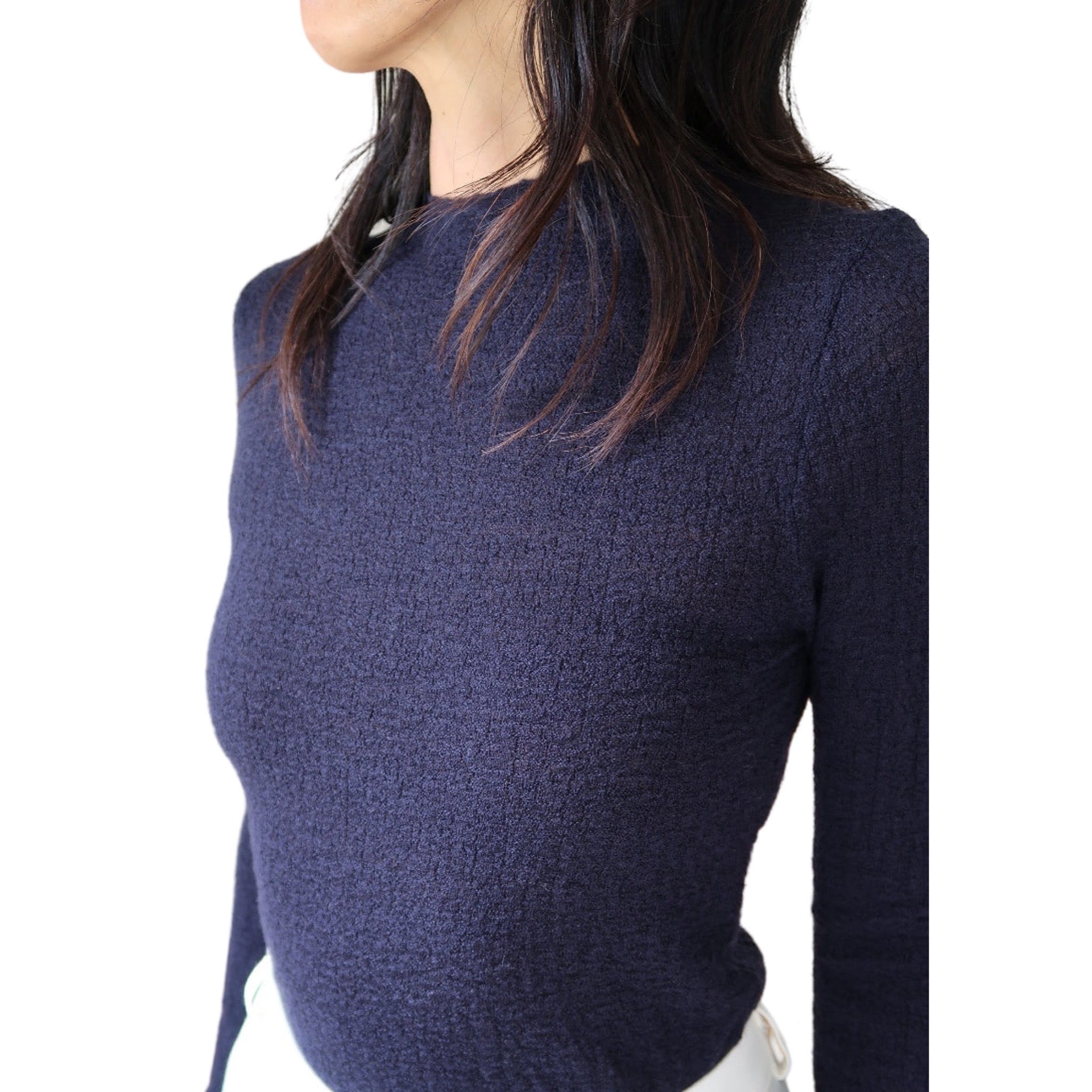 Montaigne Essential Superfine Lambswool Mock Neck Knit Top