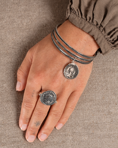 Verso Roman Coin Oxidised Sterling Silver Ring