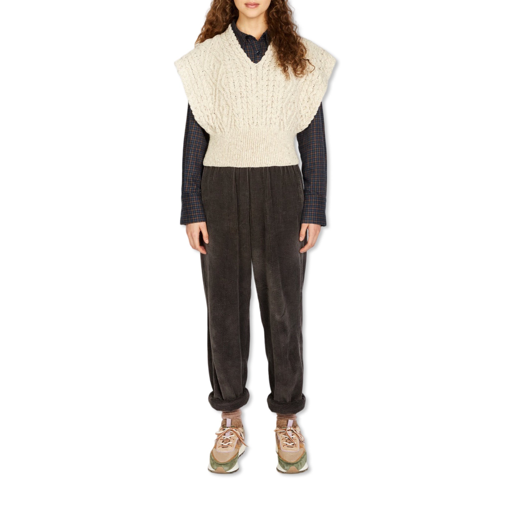 Farmleigh Chalkstone Wool Cashmere Diamond Knit Vest