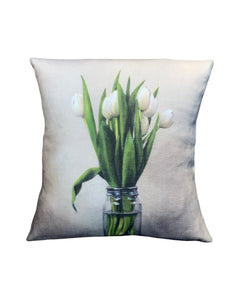 Anita Mertzlin White Tulips Linen Cushion