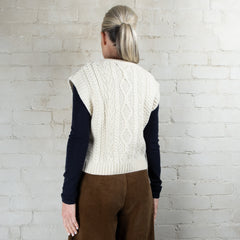 Aran Merino Wool Sweetpea V-Neck Diamond Vest