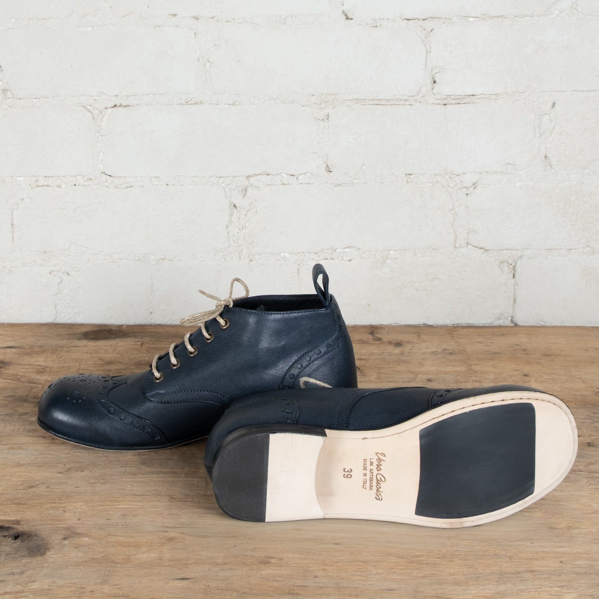 Victoria Varrasso Indigo Leather Bootlettes