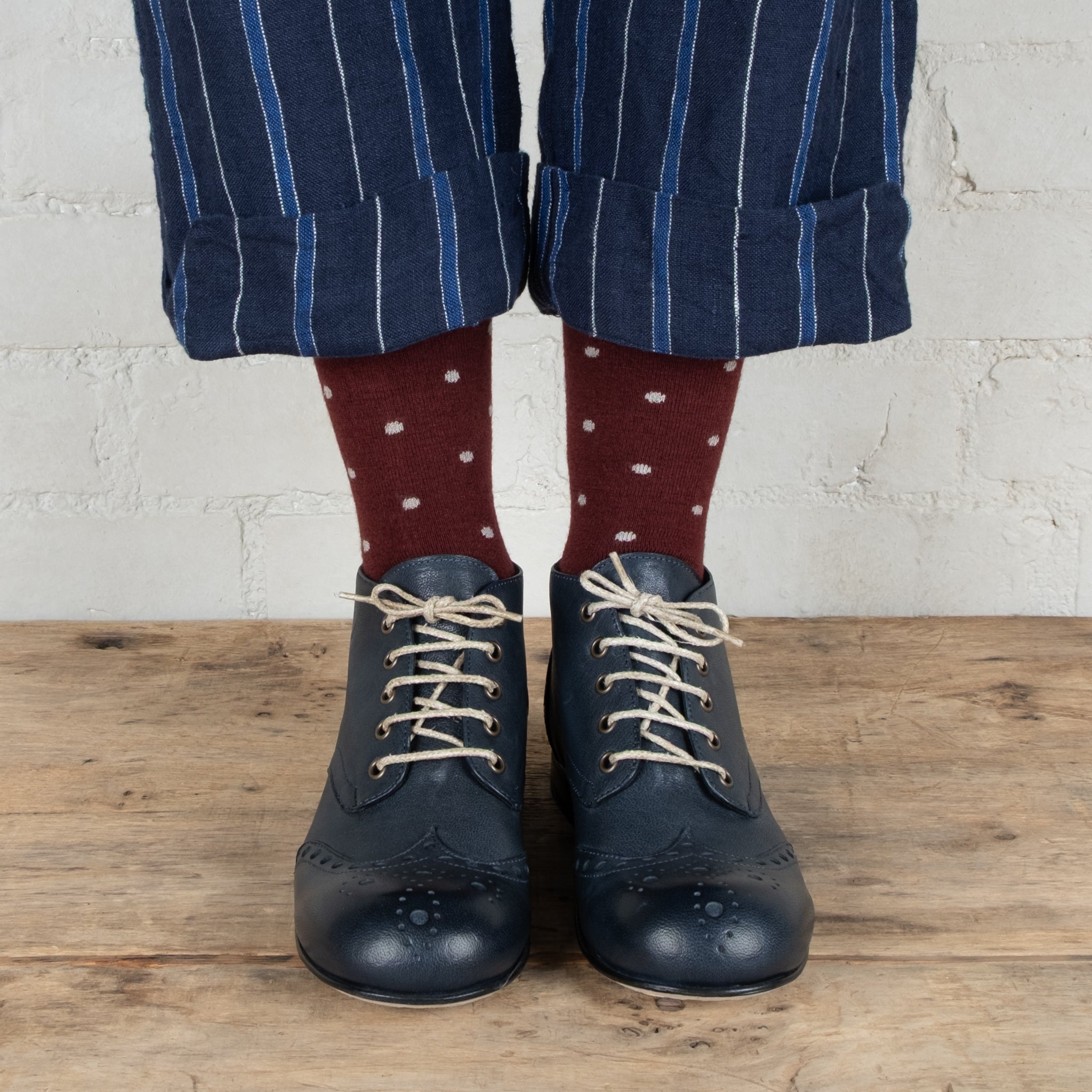 Victoria Varrasso Indigo Leather Bootlettes
