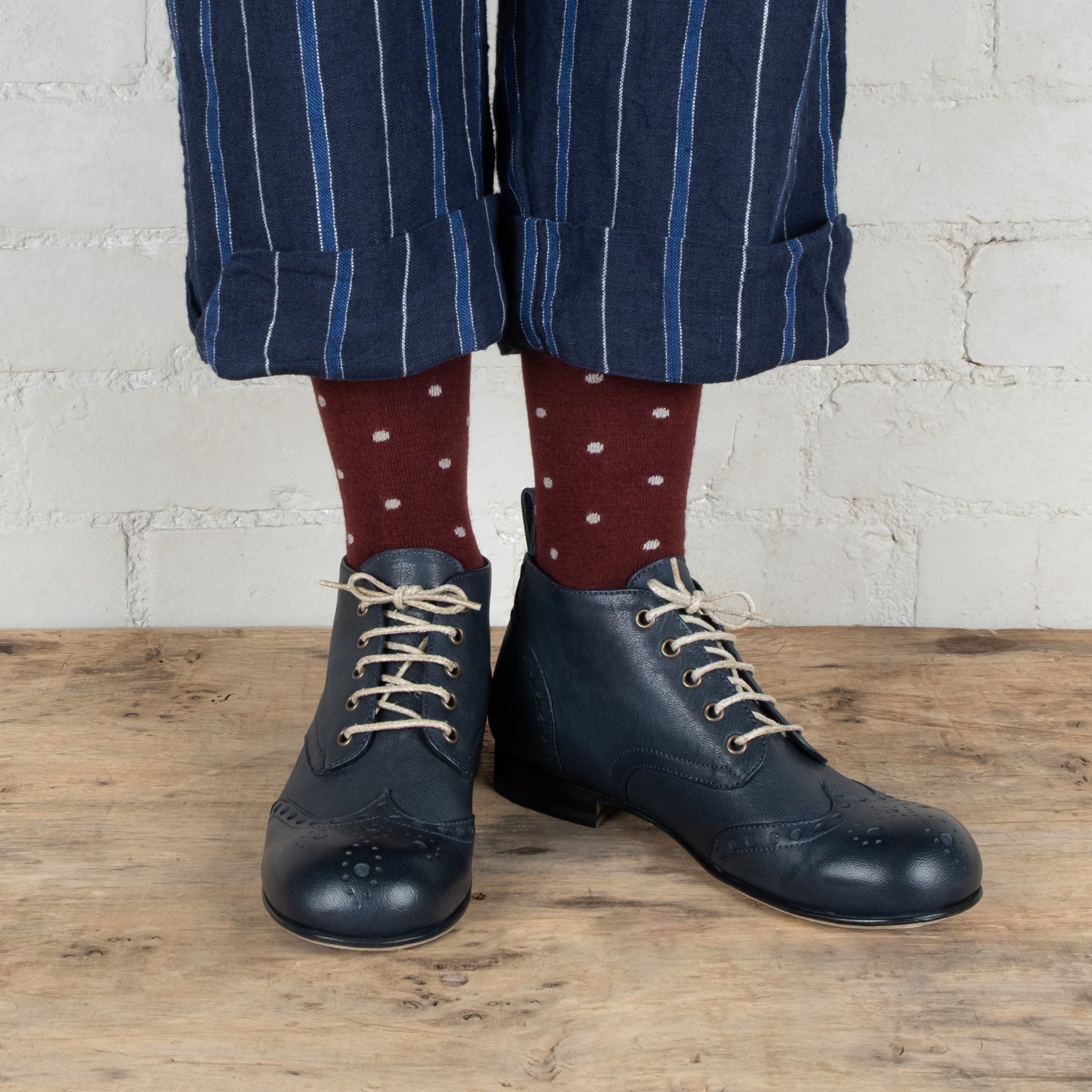 Victoria Varrasso Indigo Leather Bootlettes