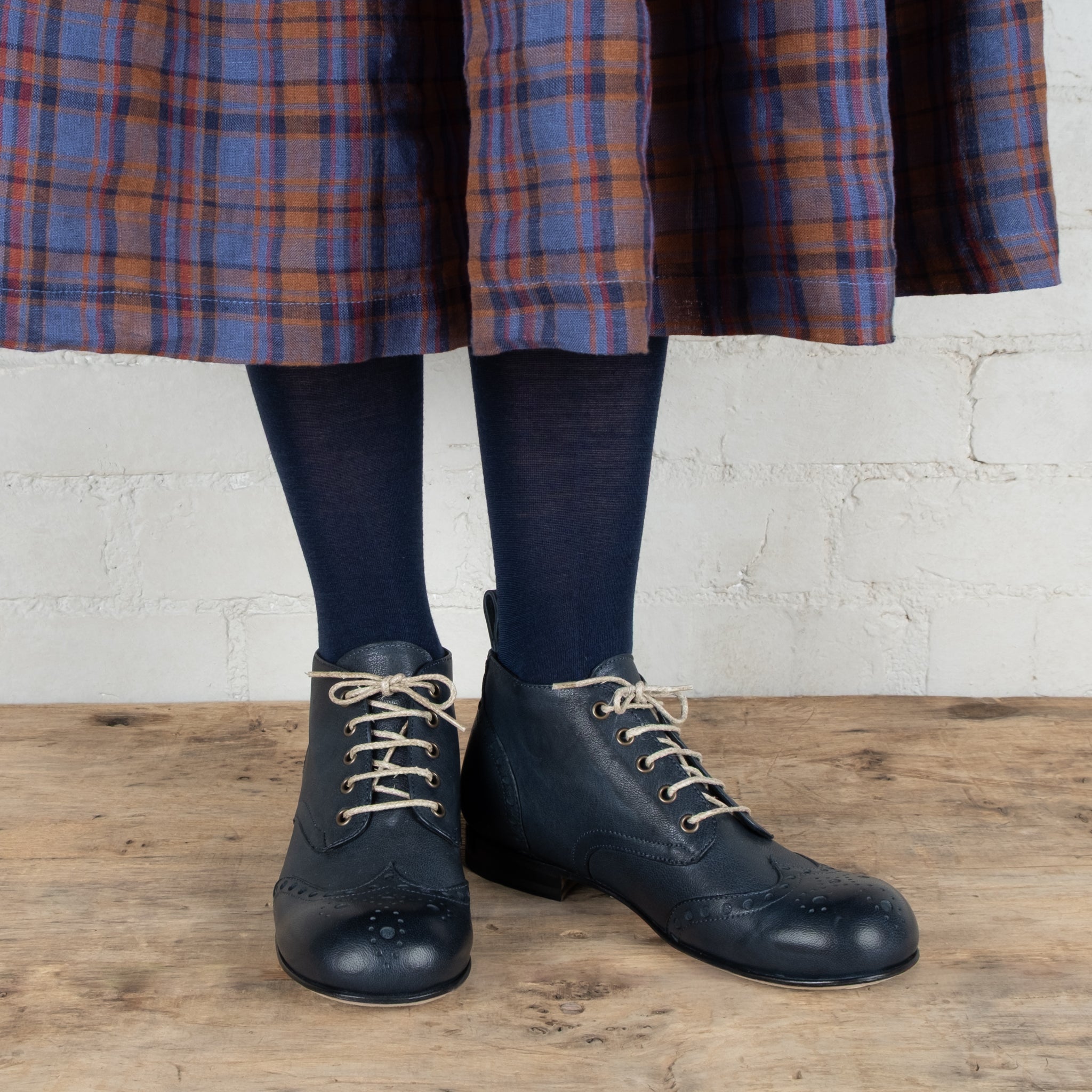 Victoria Varrasso Indigo Leather Bootlettes