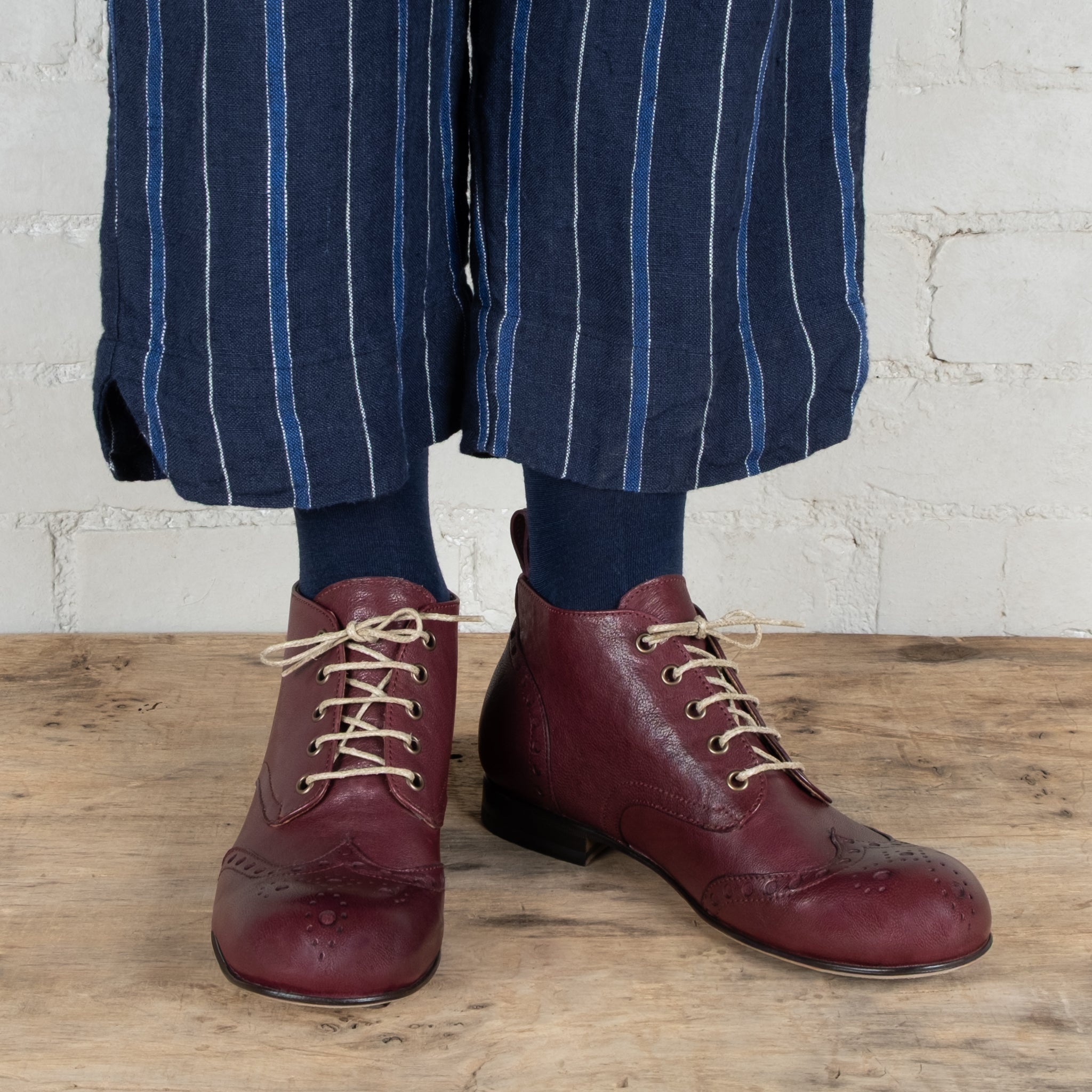 Victoria Varrasso Bordeaux Leather Bootlettes
