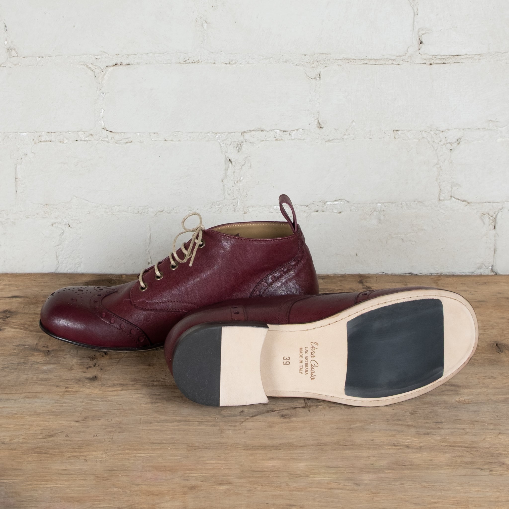 Victoria Varrasso Bordeaux Leather Bootlettes