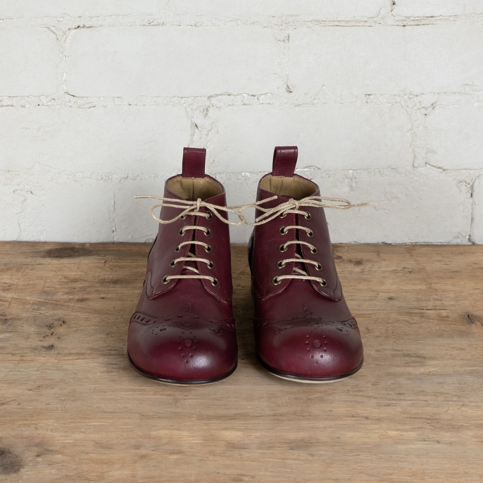 Victoria Varrasso Bordeaux Leather Bootlettes
