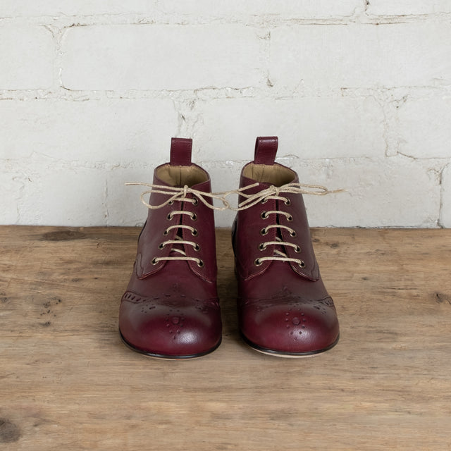 Victoria Varrasso Bordeaux Leather Bootlettes