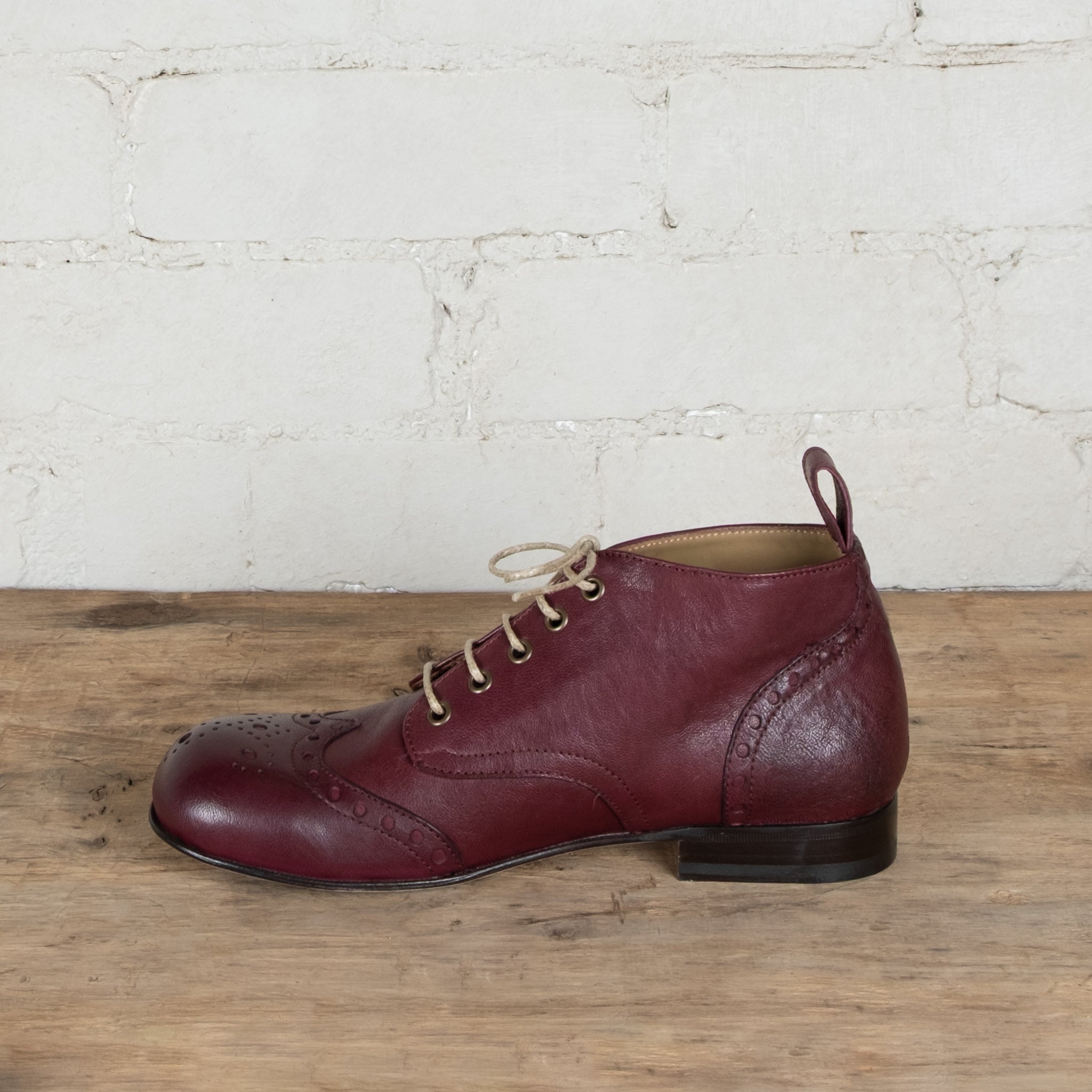 Victoria Varrasso Bordeaux Leather Bootlettes