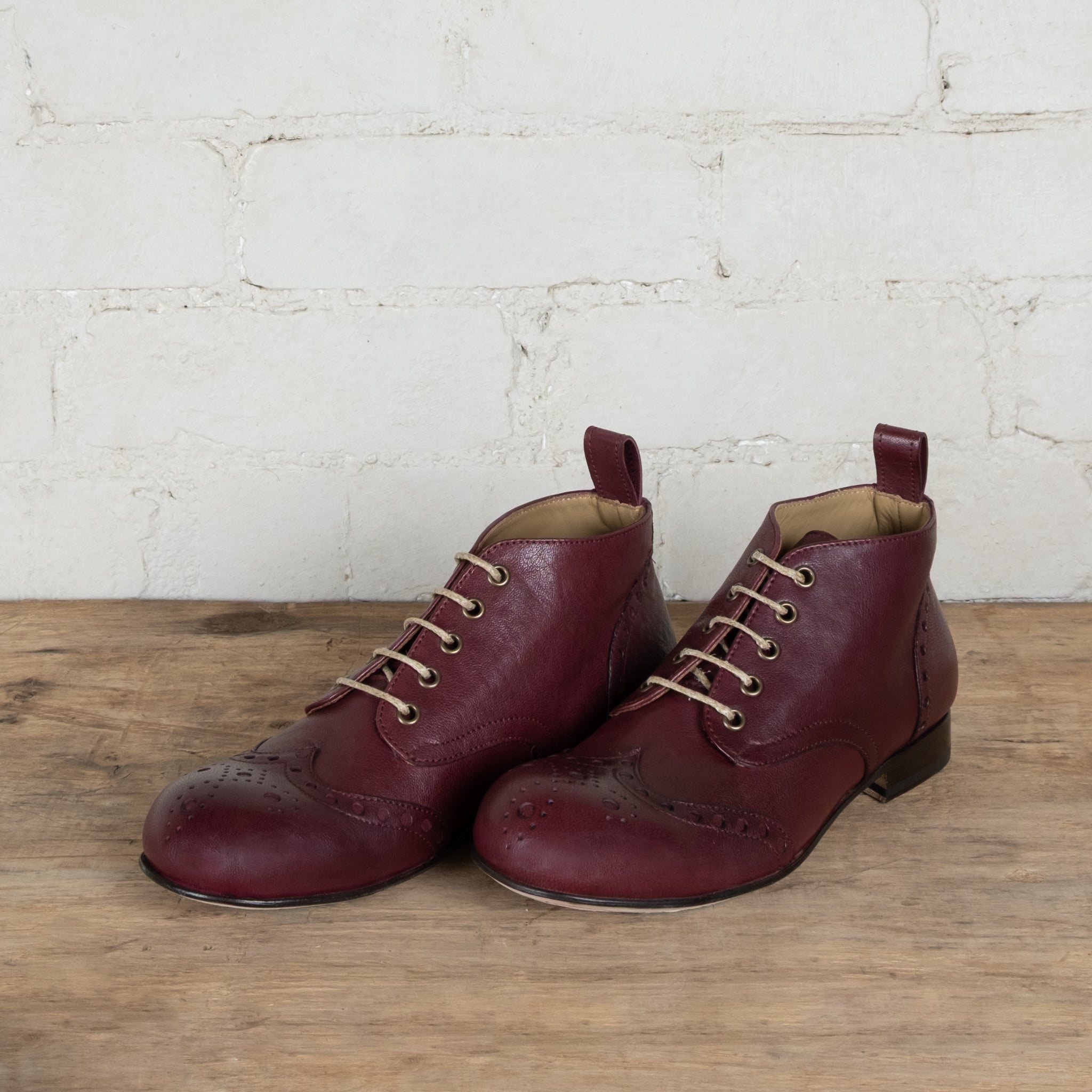Victoria Varrasso Bordeaux Leather Bootlettes