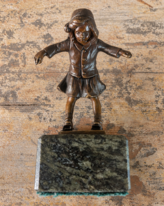 Grundman Vintage Bronze Miniature of a Girl on Roller-skates