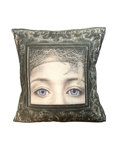 Anita Mertzlin Blue Eyes and Gilt Cushion (40cm x 40cm)