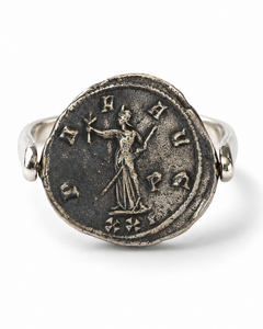 Verso Roman Coin Oxidised Sterling Silver Ring