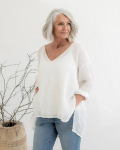 Meg By Design Collie Linen Gauze V-Neck Top